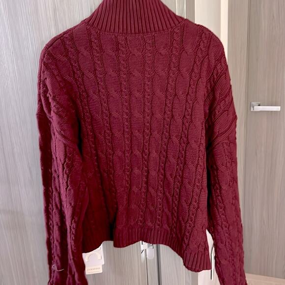 NWT preppy cable knit sweater silver clip by Commense burgundy XL - Picture 5 of 9